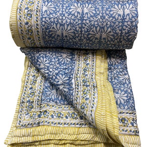 Jaipuri Floral Print Quilt Handmade Block Print Cotton Quilt New Design Print Quilt Hobo Quilt Soft Cotton Kantha Quilt