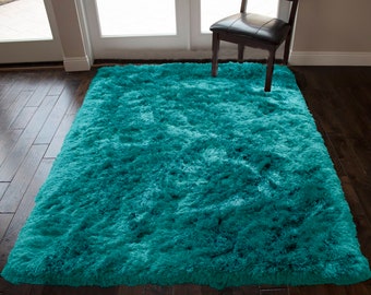 Turquoise Shag Rug Etsy