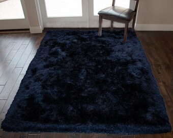 Black Furry Rug Etsy