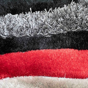 Rojo negro gris abstracto 5x7 3D tallado Shag Shaggy Peludo | Etsy