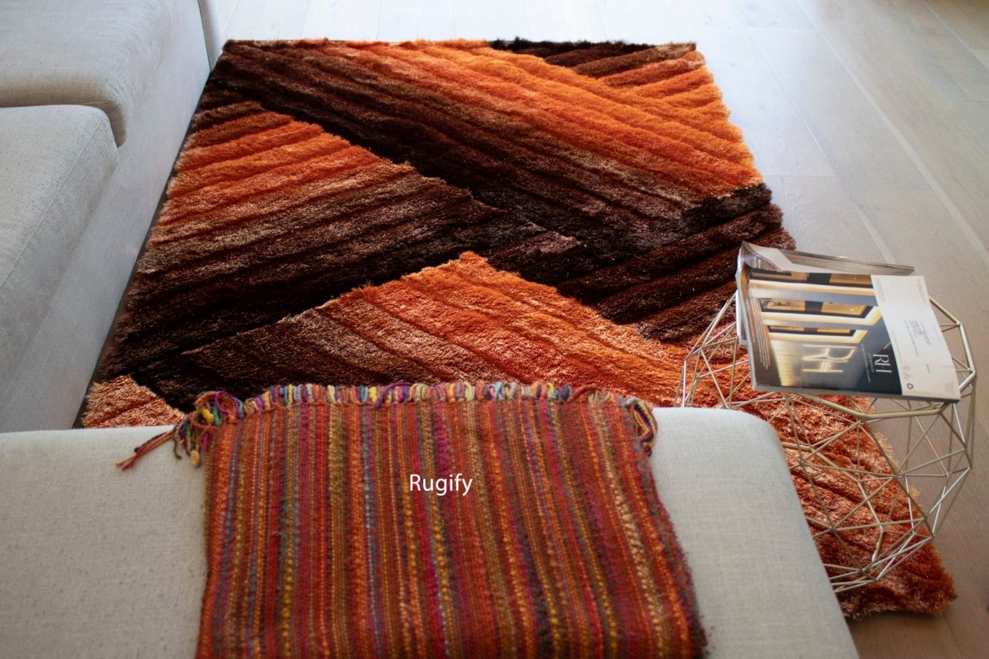 5x7 Rust Orange Brown Area Rug 3D Soft Shag Shaggy Carved Etsy