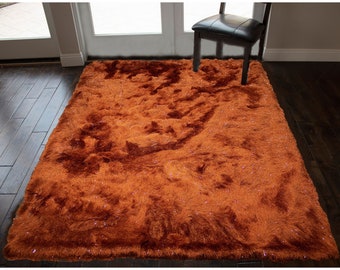 21x34 Rug Orange Shimmer Shag 21x34 Rug Orange Shimmer Shag
