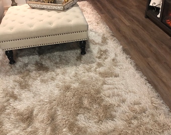 ECARPETGALLERY Abstract Shag Rug Ultra Soft & Plush 8' x 10' Cream Carpet 346845 ECARPETGALLERY Abstract Shag Rug Ultra Soft & Plush 8' x 10' Cream Carpet 346845