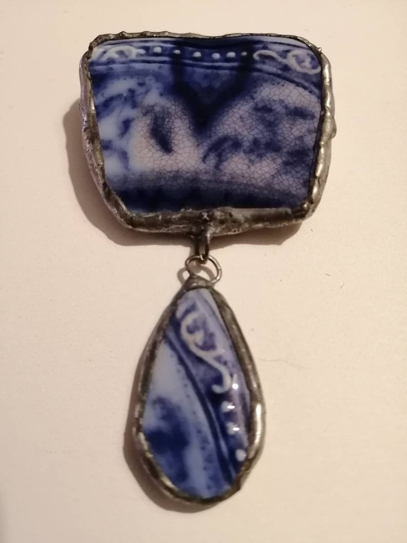 Pottery Designer Brooch Vintage Pottery Signed M.W Brooch