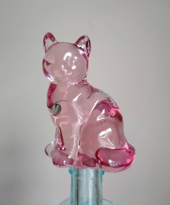 Pink Glass Cat Signed M. Wagner Fenton Glass Hand Etsy