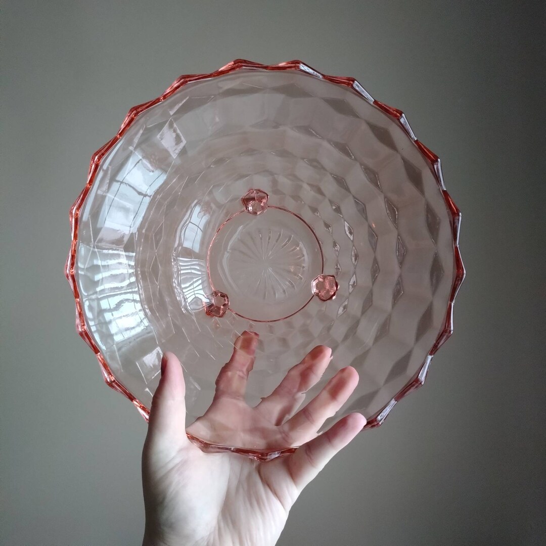 Pink Depression Glass Fruit Bowl Depression Glass Bowl Cube Bowl
