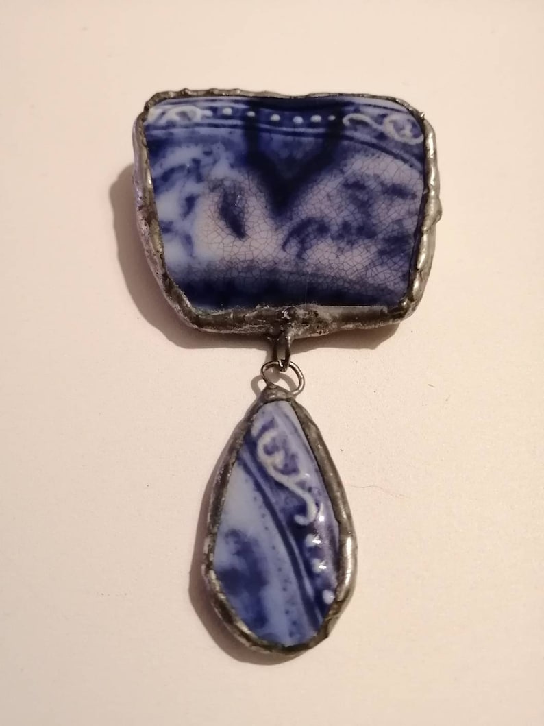 Pottery Designer Brooch Vintage Pottery Signed M.W Brooch