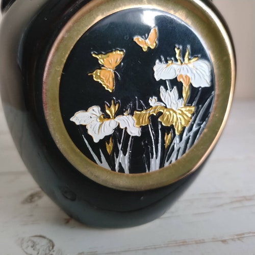 Chokin Vase 24k Gold Detail Black Chokin Vase Chokin Made In Japan agrohort.ipb.ac.id