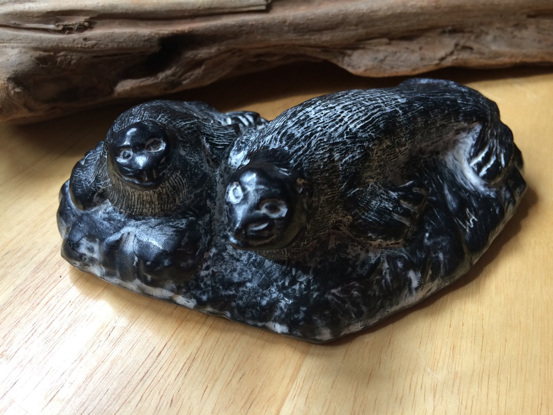 Al Wolf Seal Soapstone Sculpture Made in Canada Seal Etsy