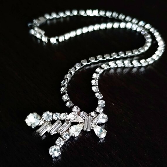 Rhinestone Necklace || Vintage Necklace 1960s || … - image 1