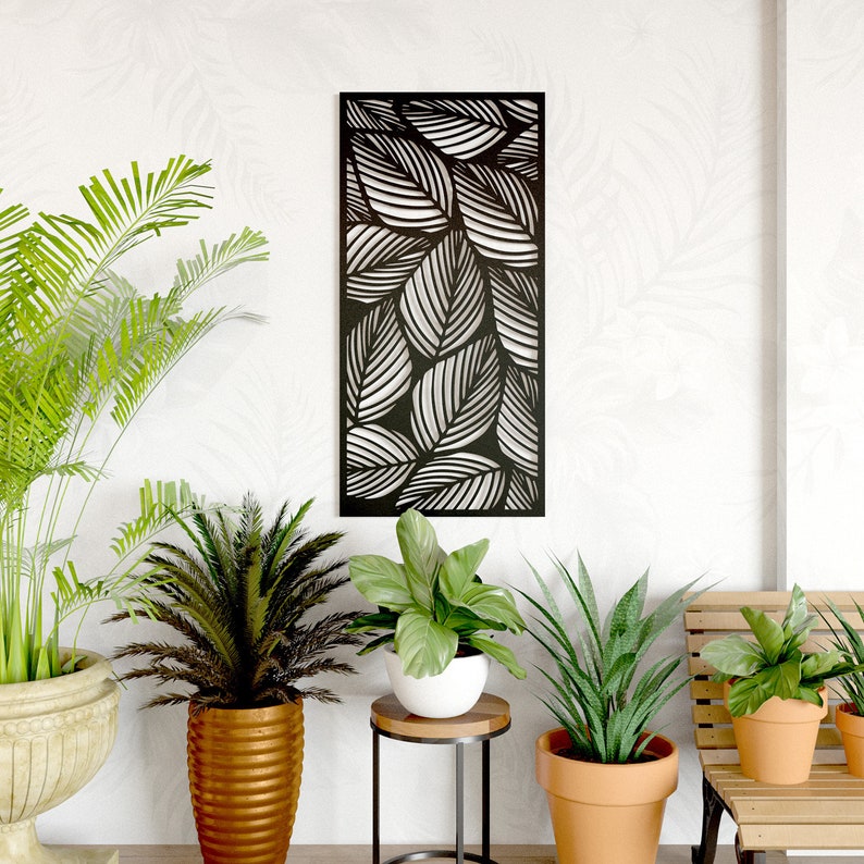 Botanical Leaf Metal Wall Decor Metal Wall Hanging | Etsy