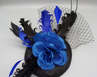 Blue and Black feathers Fascinator| Derby Hat| Party Hat|