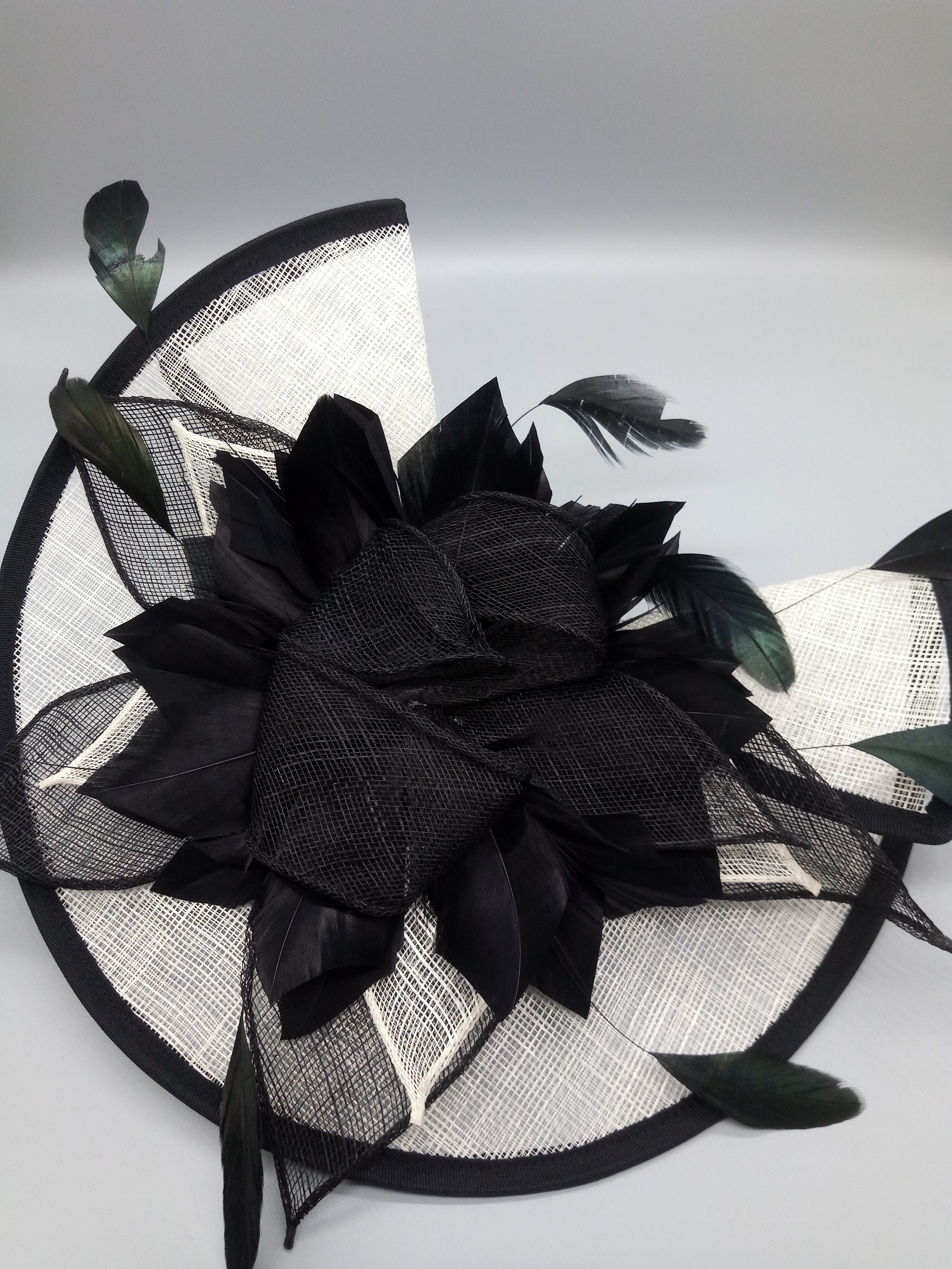Black and Ivory Fascinator with hair clip and hairband Etsy