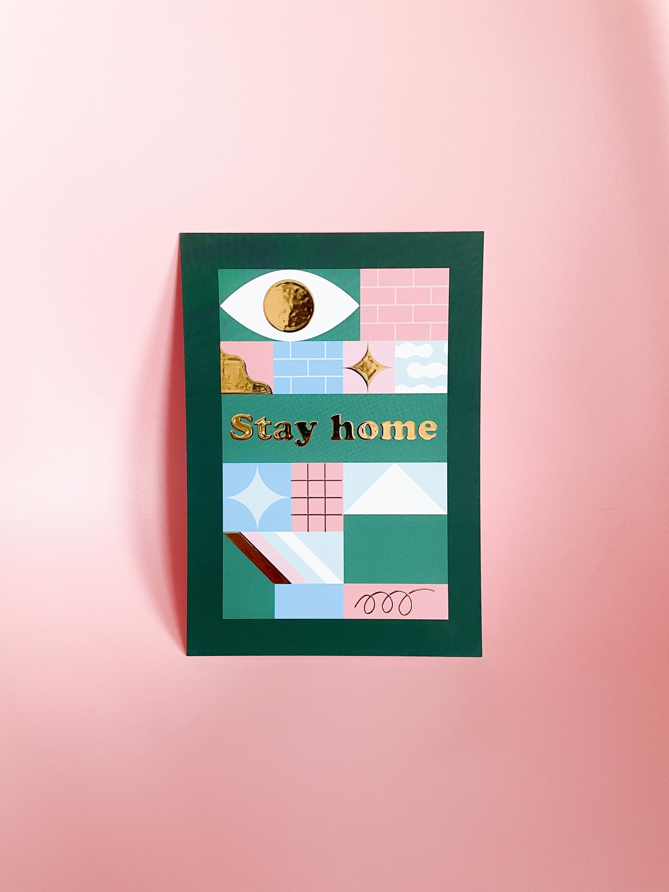 stay Home A5 Finition Vernis Soft Touch et Dorure à Chaud