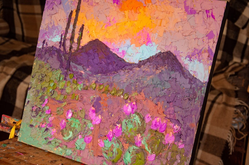 Saguaro Desert Painting Original Artwork Arizona Landscape - Etsy