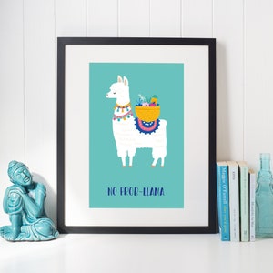 No Prob-Llama | Llama Wall Art | Illustration Vector Minimalist | UNFRAMED PRINT | A4 Print | Room Decor Gift Home Living Bedroom Quirky