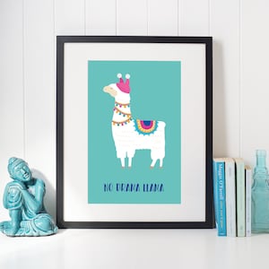 No Drama Llama | Llama Wall Art | Illustration Vector Minimalist | UNFRAMED PRINT | A4 Print | Room Decor Gift Home Living Bedroom Quirky