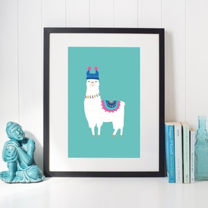 Llama Wall Art | Illustration Vector Minimalist | UNFRAMED PRINT | A4 Print | Room Decor Gift Home Living Bedroom Quirky