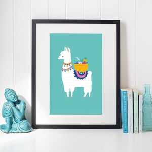 Llama Wall Art | Illustration Vector Minimalist | UNFRAMED PRINT | A4 Print | Room Decor Gift Home Living Bedroom Quirky