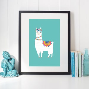 Llama Wall Art | Illustration Vector Minimalist | UNFRAMED PRINT | A4 Print | Room Decor Gift Home Living Bedroom Quirky