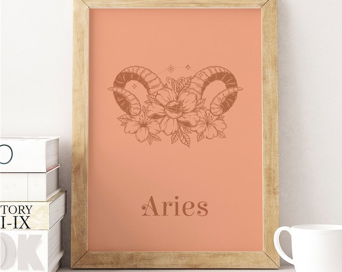 Choose Your Colours | Aries Birthday Zodiac Horoscope Wall Art | Constellations | UNFRAMED PRINT | Room Decor Gift Home Living  Astrology