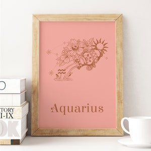 Choose Your Colours | Aquarius Birthday Zodiac Horoscope Wall Art | Constellations | UNFRAMED PRINT | Room Decor Gift Home Living  Astrology