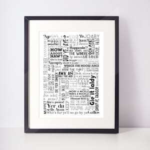 Scottish Sayings Scots UNFRAMED PRINT Room Home Minimalist Art Decor Monochrome Typography Fun Scandi Scotland Slang Definition Scottish