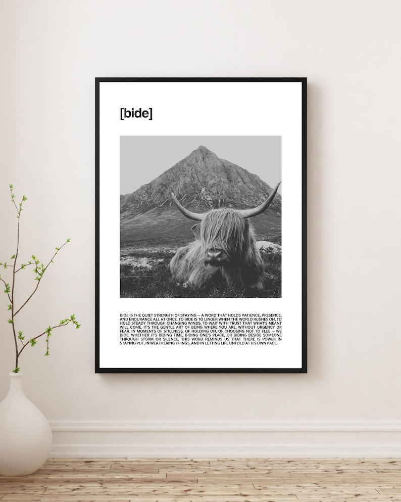 Bide Unframed Print | Scottish Word Art | Minimalist Typography Poster ...