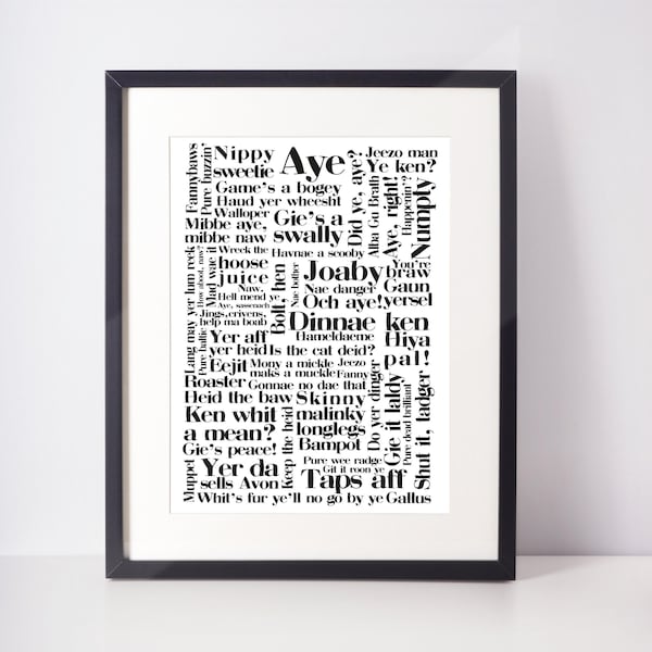 Scottish Sayings Scots UNFRAMED PRINT Scotland Slang Definition Scottish