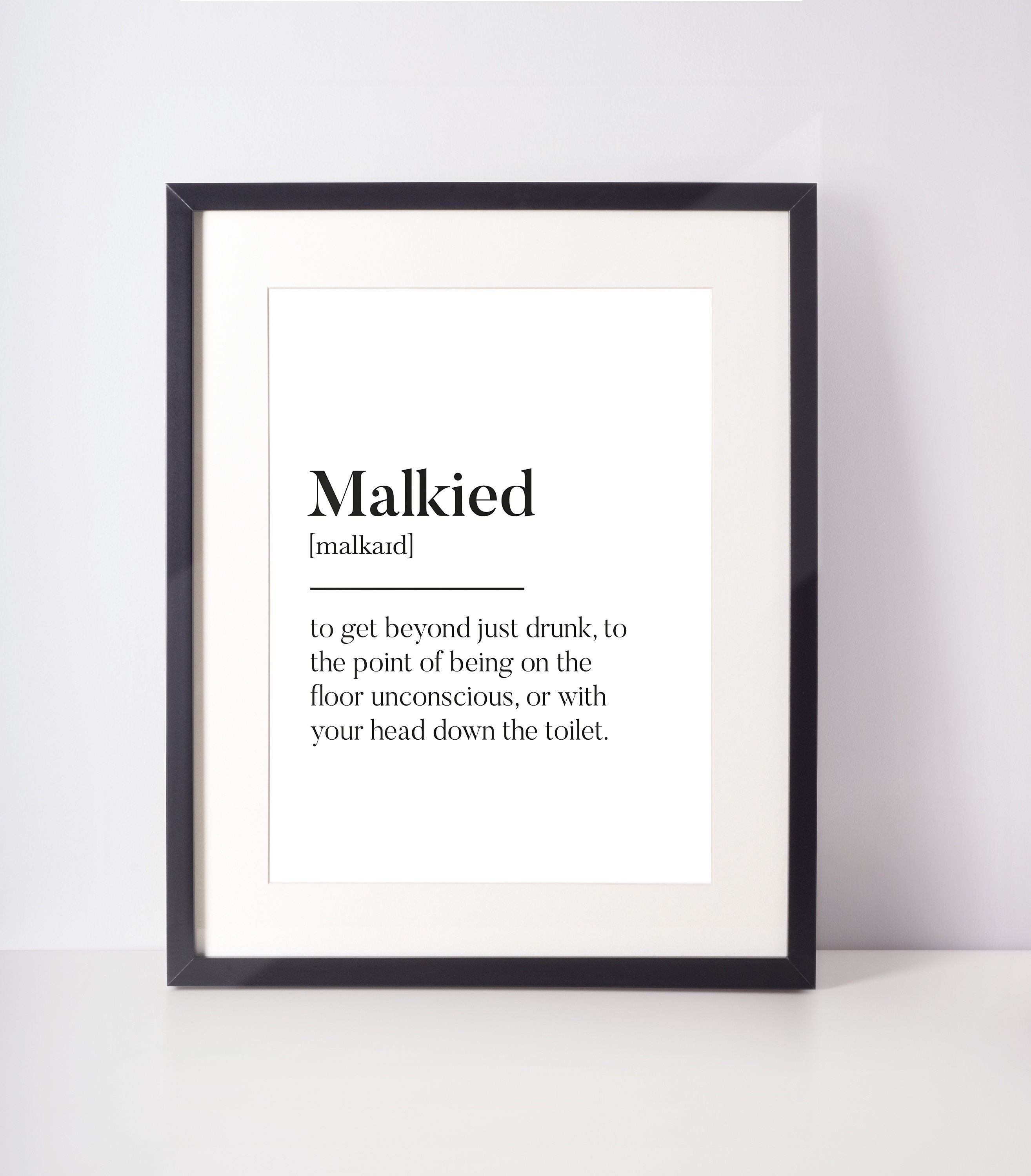 Malkied Scots UNFRAMED PRINT Room Art Home Minimalist Art Decor Monochrome Typography Fun Scandi Scotland Slang Definition Scottish