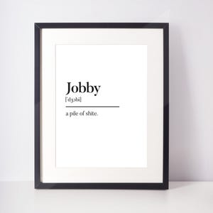 Jobby Scots UNFRAMED PRINT Scotland Slang Definition Scottish