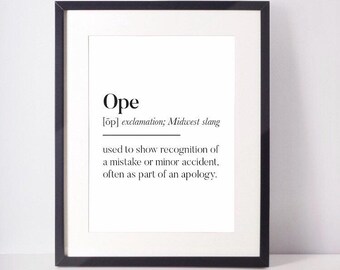 Op Definition Print: Amerikanischer Midwest Slang, minimalistische Typografie Kunst