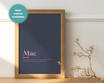 Mac Son Family Gift Gaelic Dictionary UNFRAMED PRINT Scots Scotland Scottish