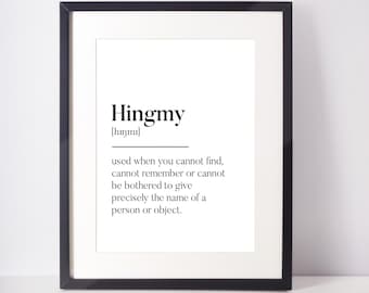 Hingmy Definition Unframed Print: Scottish Slang Typography Art