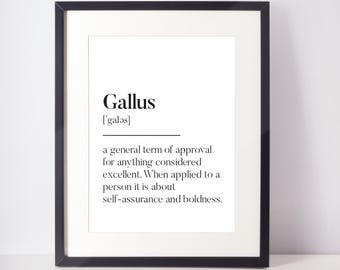 Gallus Scots UNFRAMED PRINT Scotland Slang Definition Scottish