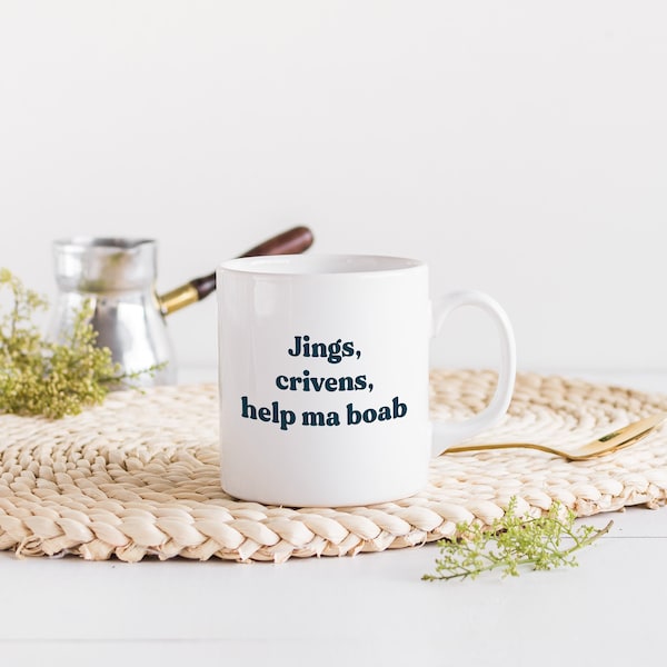 Jings, crivens, help ma boab Mug | Choose Colour | Scots Homeware Decor Home Bright Typography Fun Scotland Slang Scottish Housewarming Gift