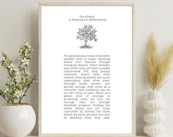Scottish Rowan Tree Unframed Print, A Blessing for Safekeeping, Scottish Wall Art, Meaningful Home Gift