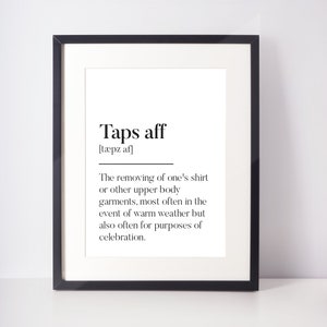 Taps affs Scots UNFRAMED PRINT Room Art Decor Home Minimalist Monochrome Typography Fun Scandi Scotland Slang Definition Scottish
