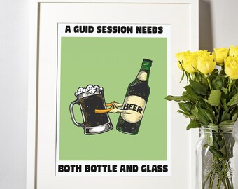 Scottish Beer Unframed Print: Funny Home Bar Art, Scotland Gift