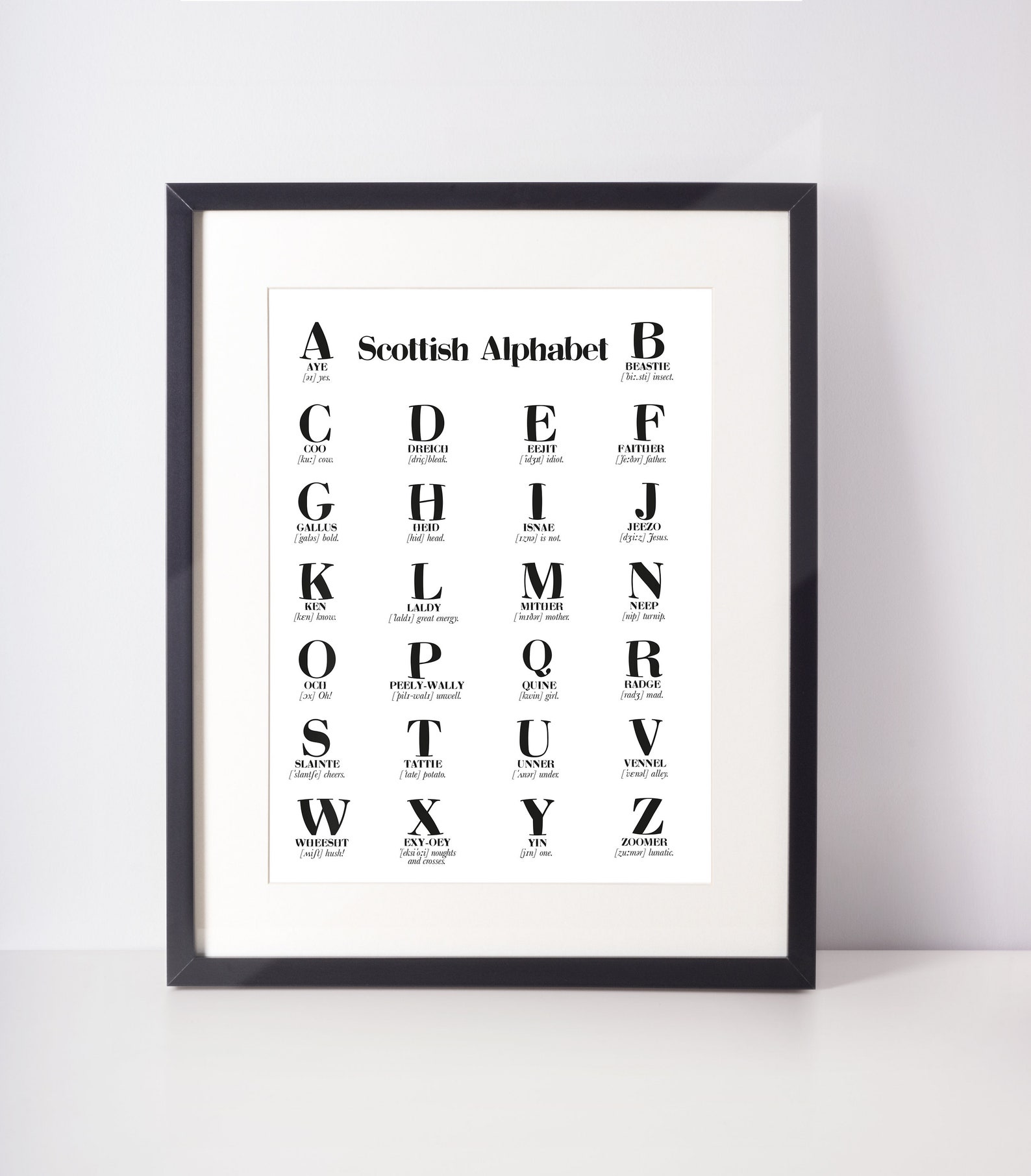 Written Scots Scottish Alphabet Scots UNFRAMED PRINT Room Home Minimalist - Etsy UK