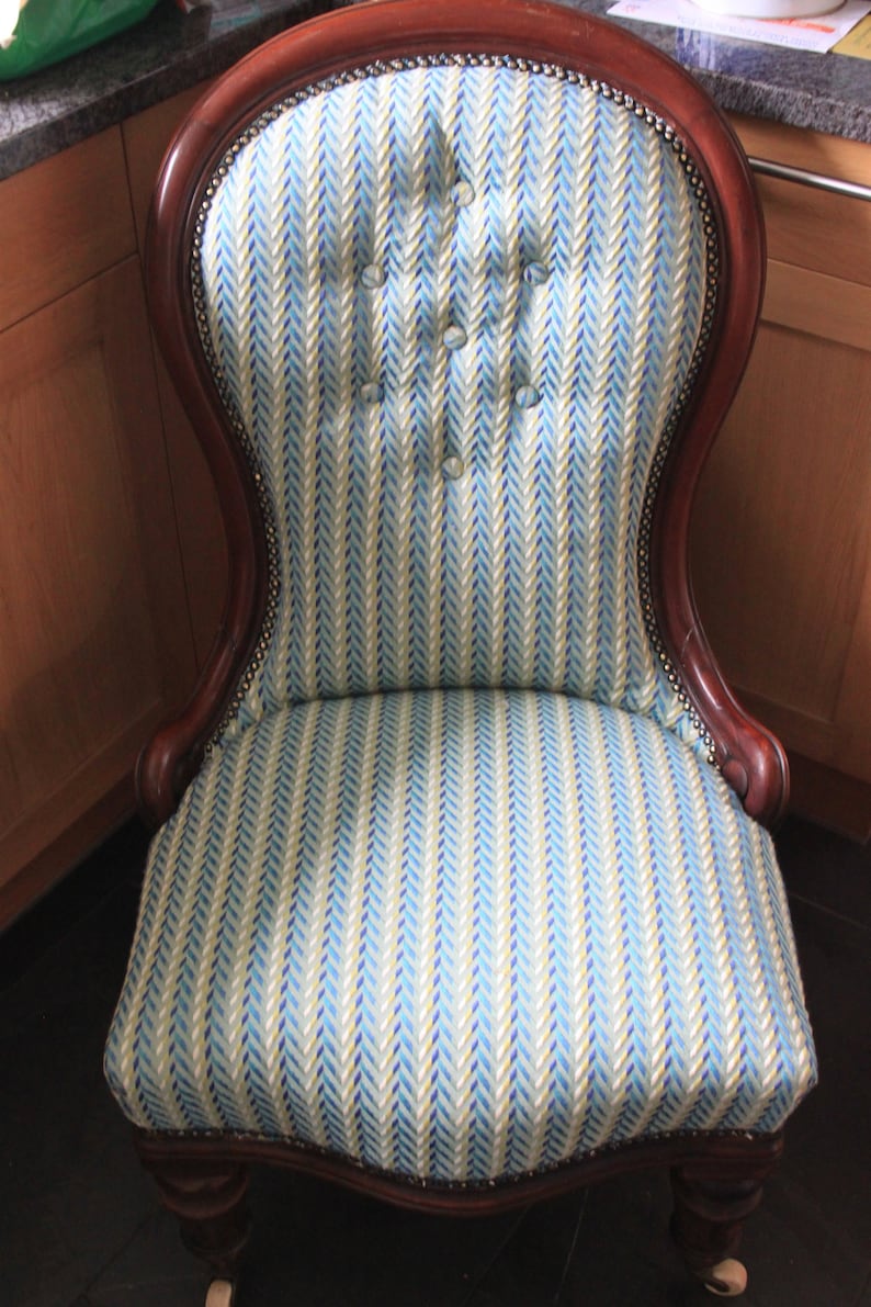 Victorian, Ladies Parlour Chair, Button Back in Vibrant Liberty Fabric