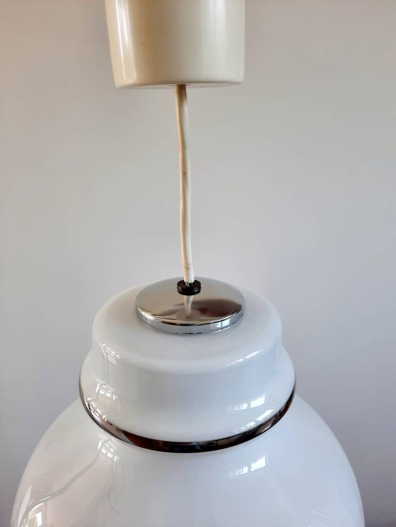 Vintage Glas Anhänger Licht weiße Opalglas Mitte des | Etsy