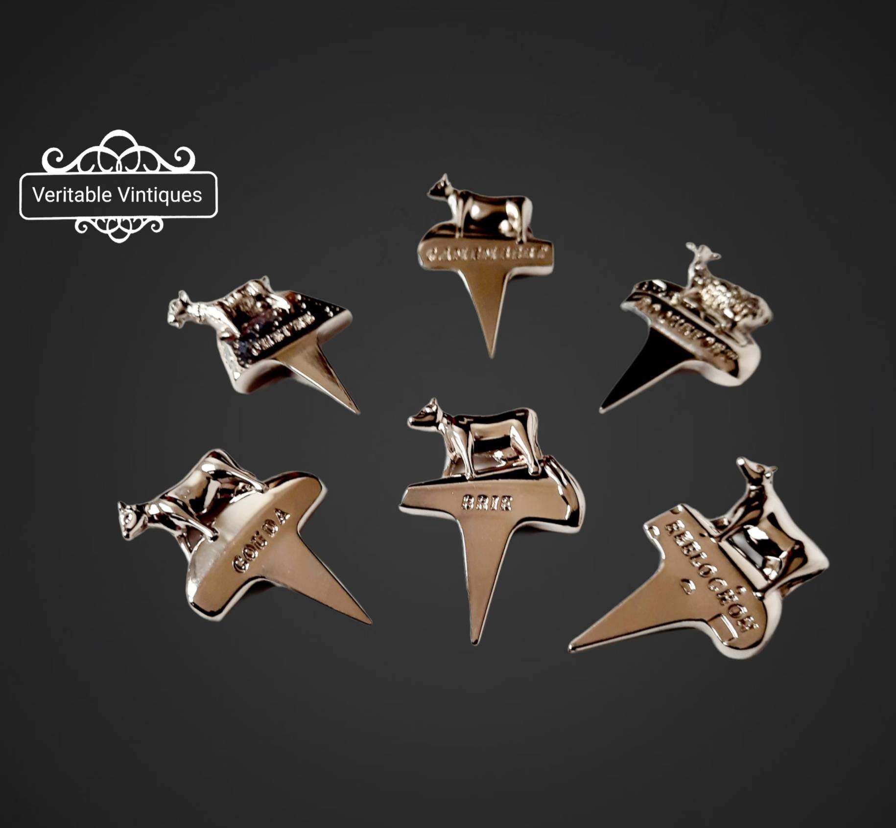 Vintage Français Cheese Picks, Markers, Labels Set 6 Animals, Cow Sheep Goat, Unused, New Old Stock,