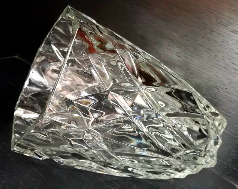 Vase Vintage French Diamond Cut Lead Crystal Geometric Large | Etsy