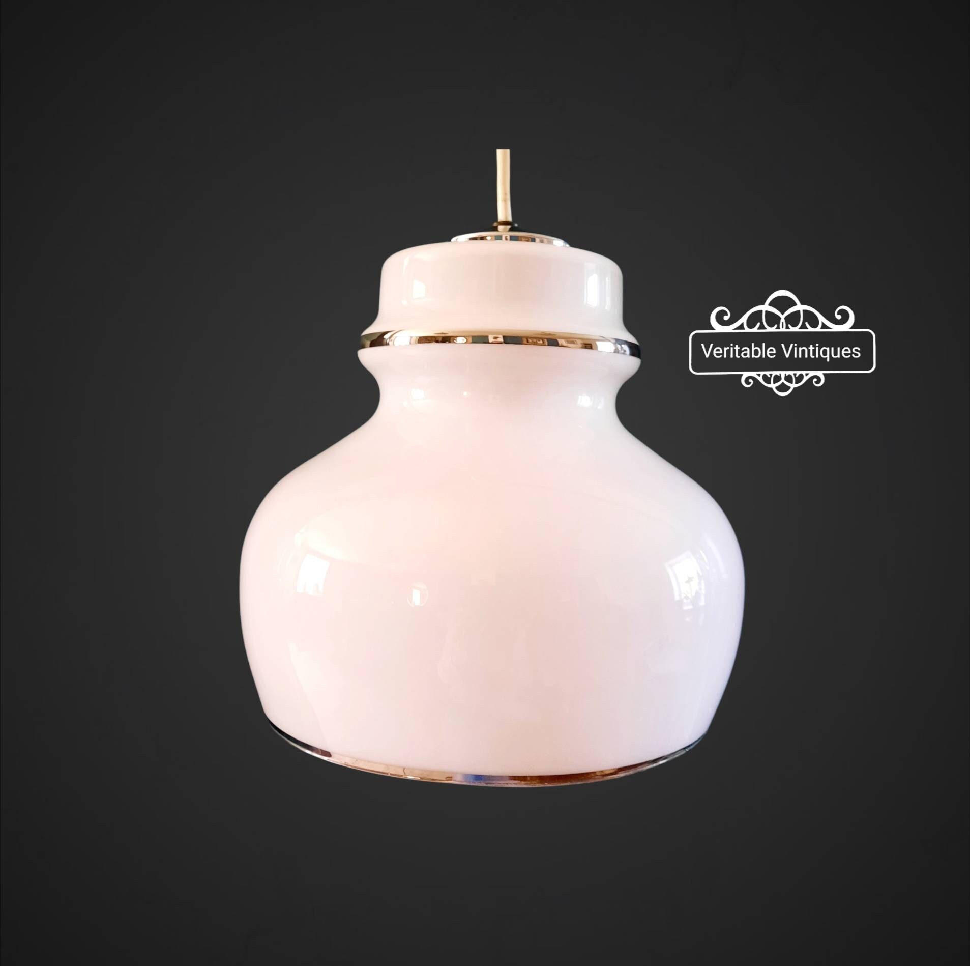 Vintage Glas Anhänger Licht weiße Opalglas Mitte des | Etsy