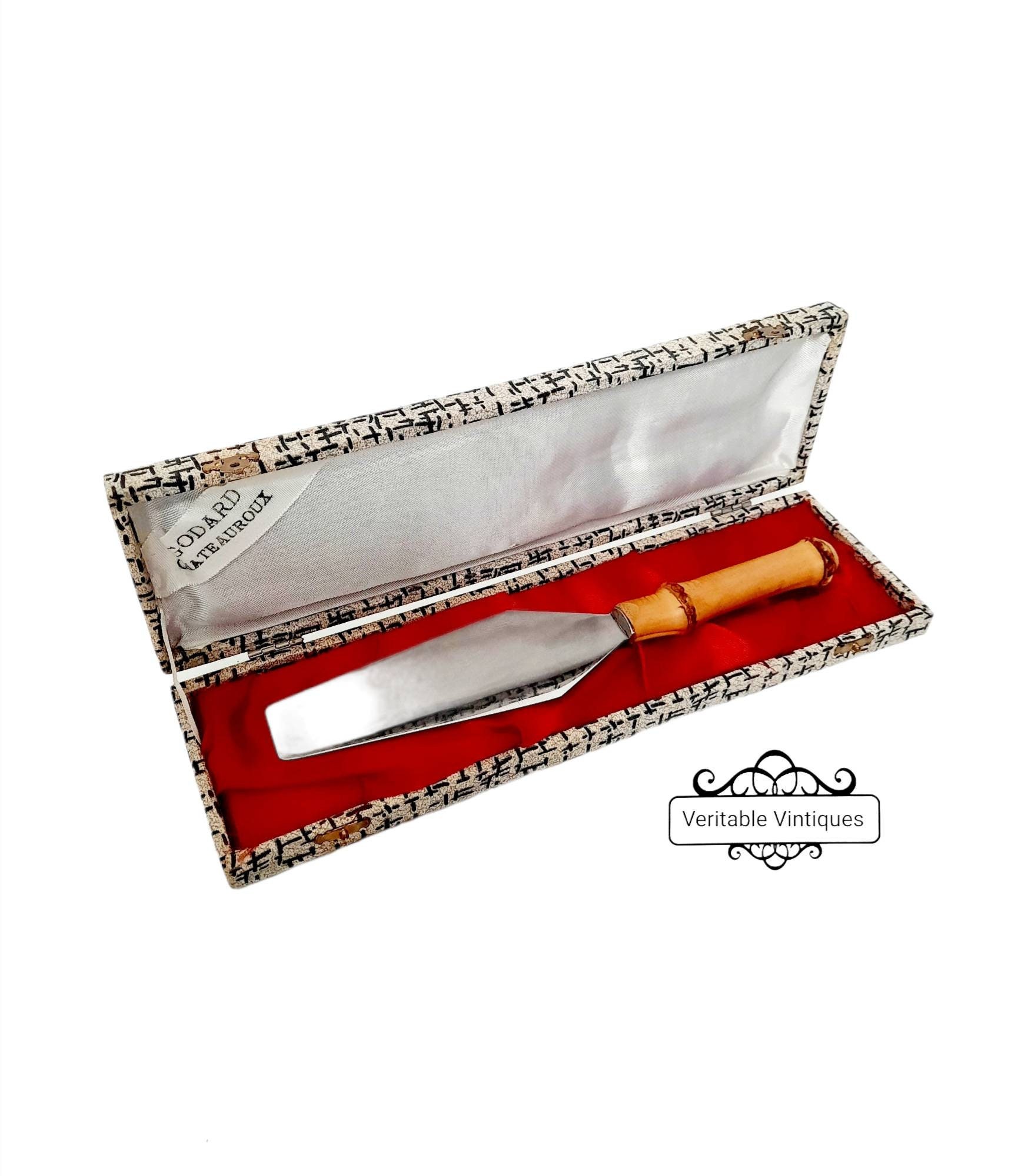 Pelle à Tarte Français Vintage, Poignée en Bambou, Serveur de Dessert Au Fromage, Boîte Originale, É