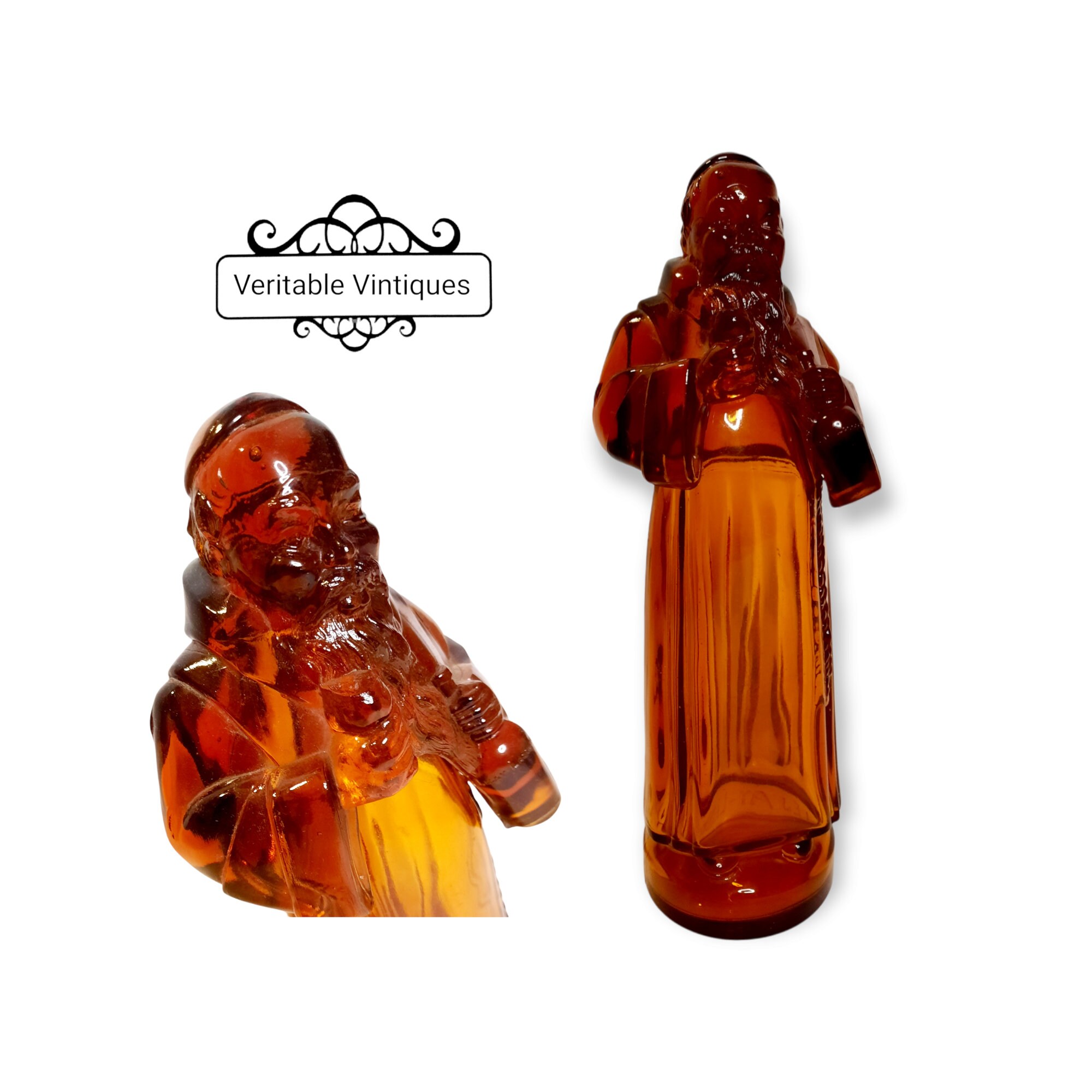 Ancienne Français Monk Glass Liqueur Decanter, Lejay - Lagoute, Bouteille Figurative,