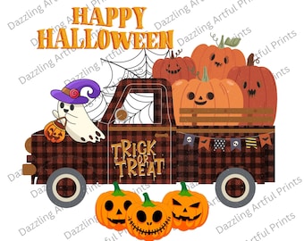 Halloween Truck Png, Happy Halloween Png, Boo Png, Truck Png, Hexe Png, Fledermaus Png, Kürbis Png, digitaler Download, Sublimation Design