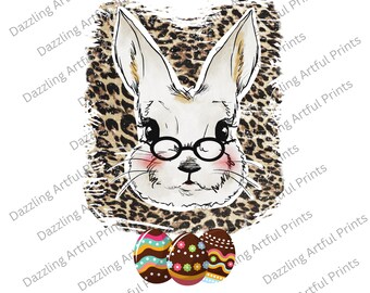 Bunny PNG, Leopard Bunny Png, Easter Sublimation, Easter Bunny Png, Leopard Easter Bunny Glasses, Easter Sublimation Digital Download