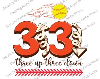 3 Up 3 Down Softball png, Softball Sublimation, Softball Png, Téléchargement numérique, Softball Imprimer et Couper, Game Day png, Softball sport png